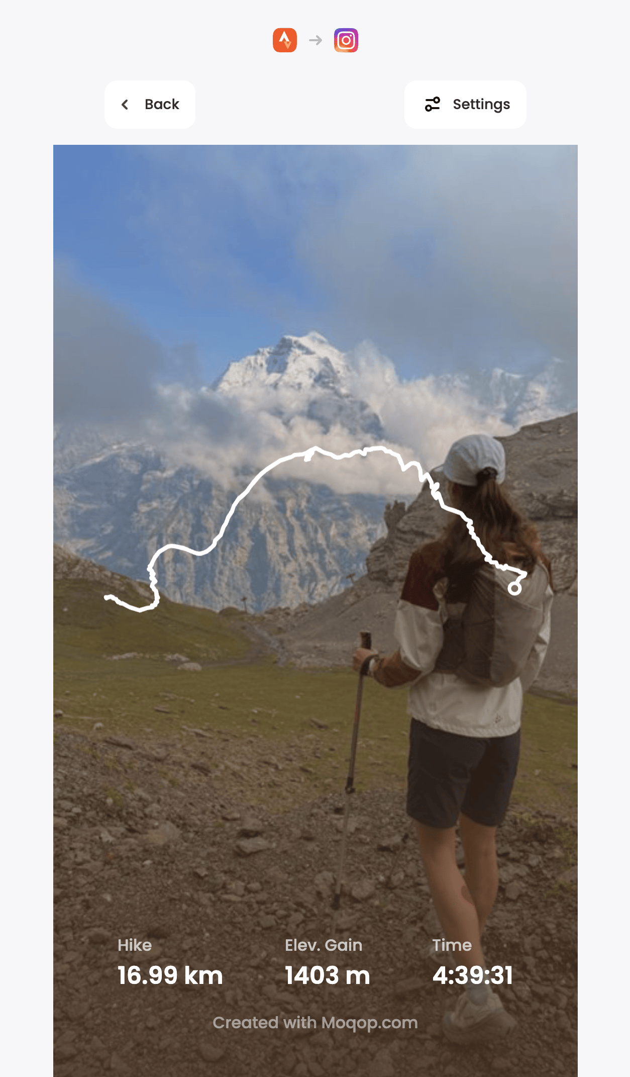 Strava to Instagram template